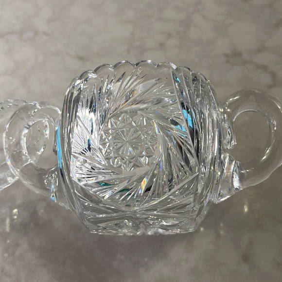 Vintage pressed glass cream and sugar bowl - Picture 4 of 6